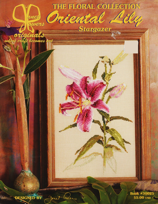 Jeanette Crews Janet Powers Oriental Lily Stargazer 30025 flowers cross stitch pattern