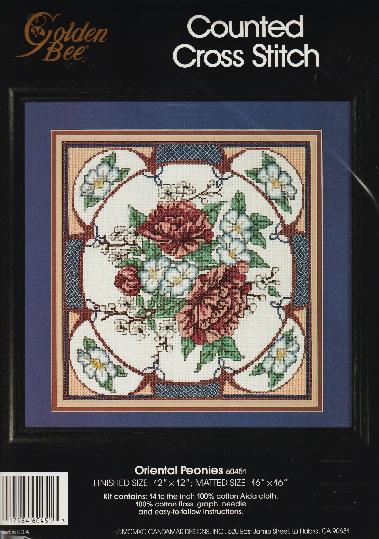 Candamar Oriental Peonies cross stitch kit