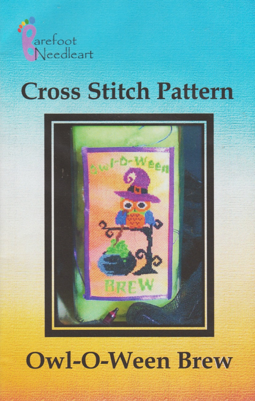 Barefoot Needleart Owl-O-Ween Brew halloween cross stitch pattern