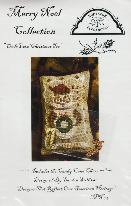 Homespun Elegance Owls Love Christmas Too MN-34 cross stitch pattern
