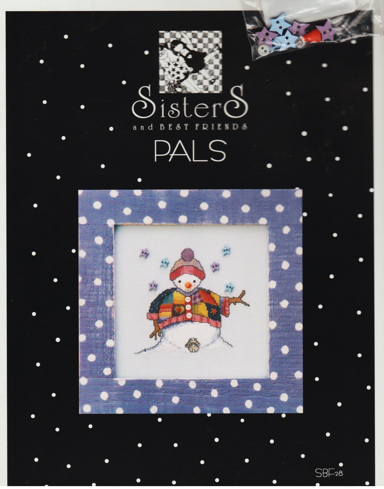 Sisters & Best Friends Pals snowman cross stitch pattern