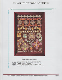 Tempting Tangles Panoply of Pods 'N' Puffs cross stitch pattern