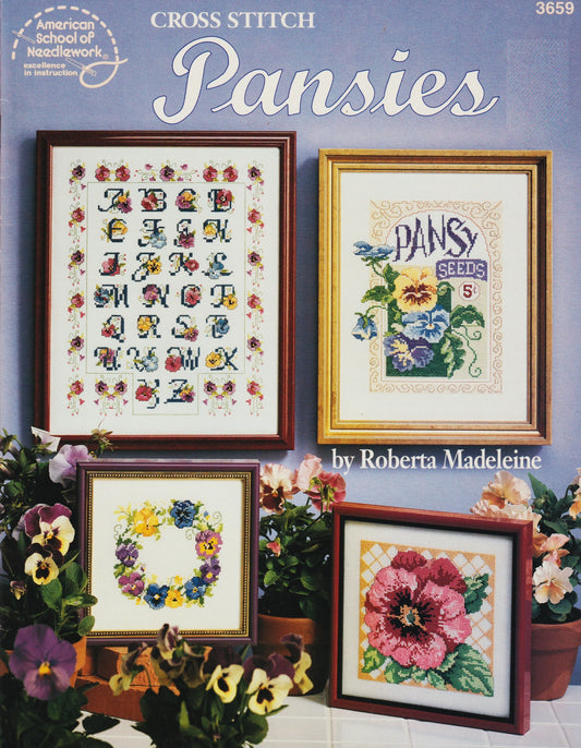 American School of Needlework Pansies 3659 cross stitch pattern