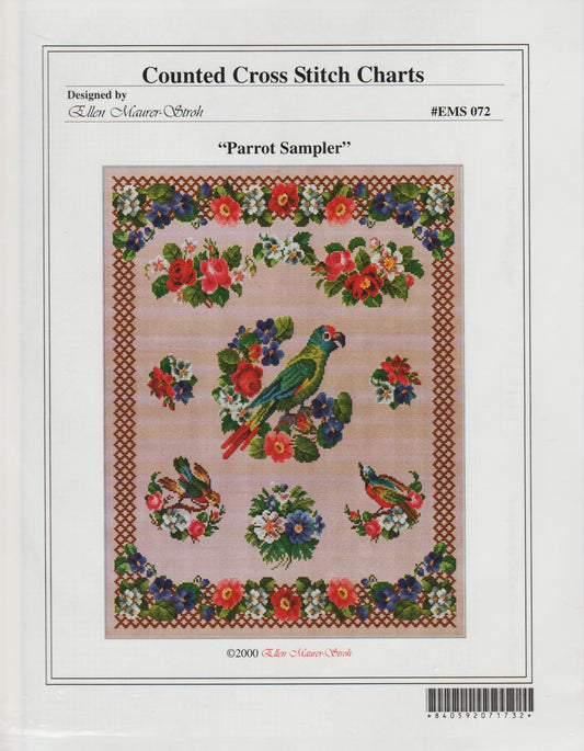 Ellen Maurer-Stroh Parrot Sampler EMS072 cross stitch pattern