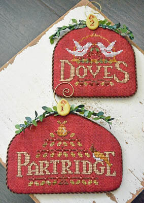 Hands On Design Partridge & Doves 12 Days christmas ornaments cross stitch pattern