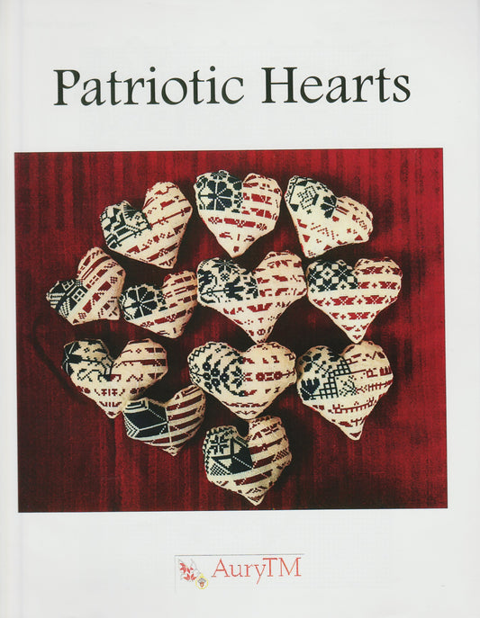 AuryTM Patriotic Hearts cross stitch pattern