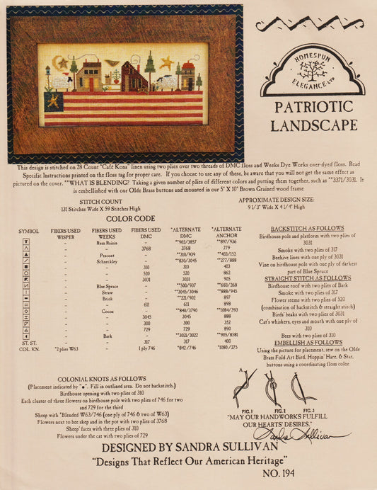 Homespun Elegance Patriotic Landscape 194 cross stitch pattern