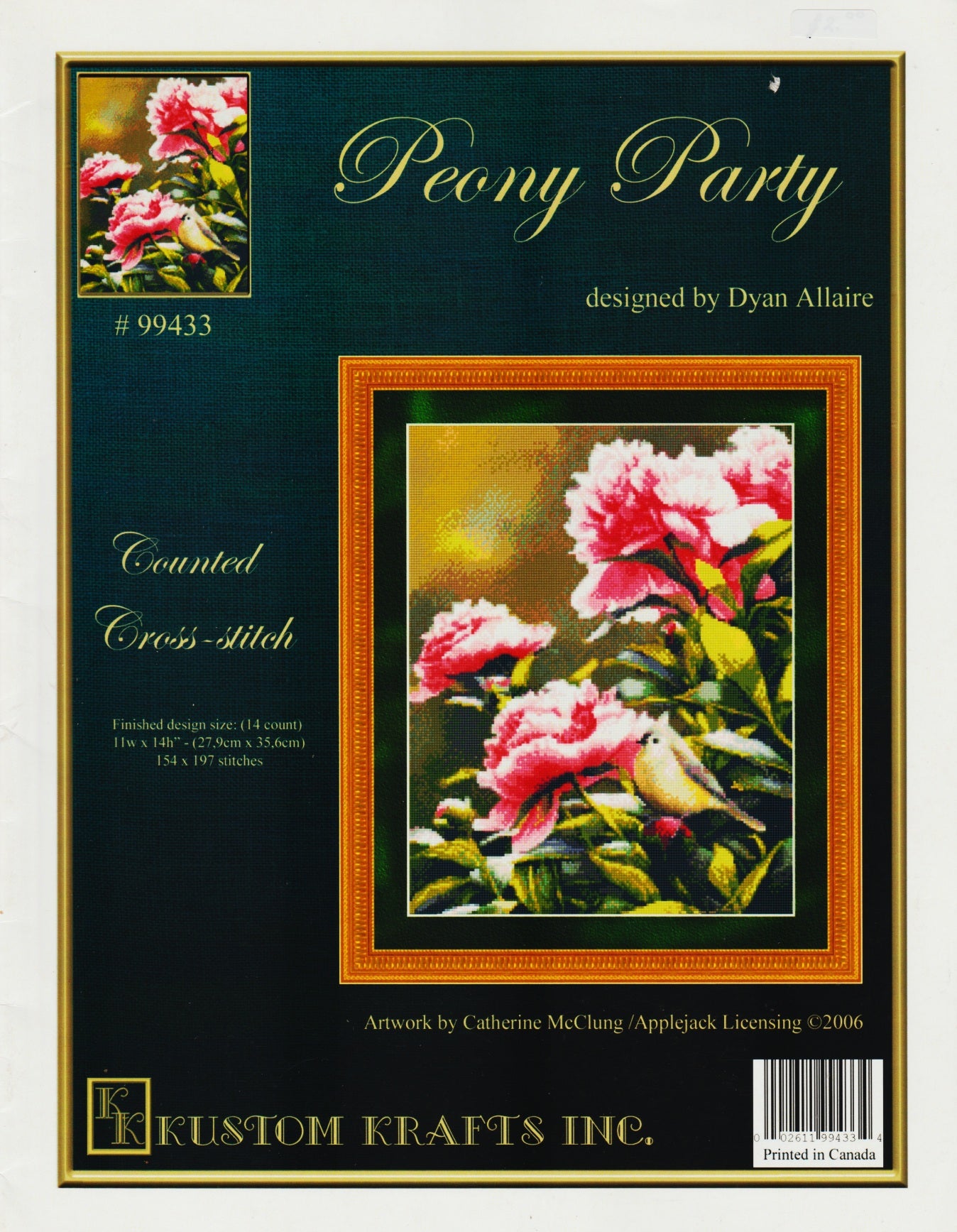 Kustom Krafts Peony Party 99433 cross stitch pattern