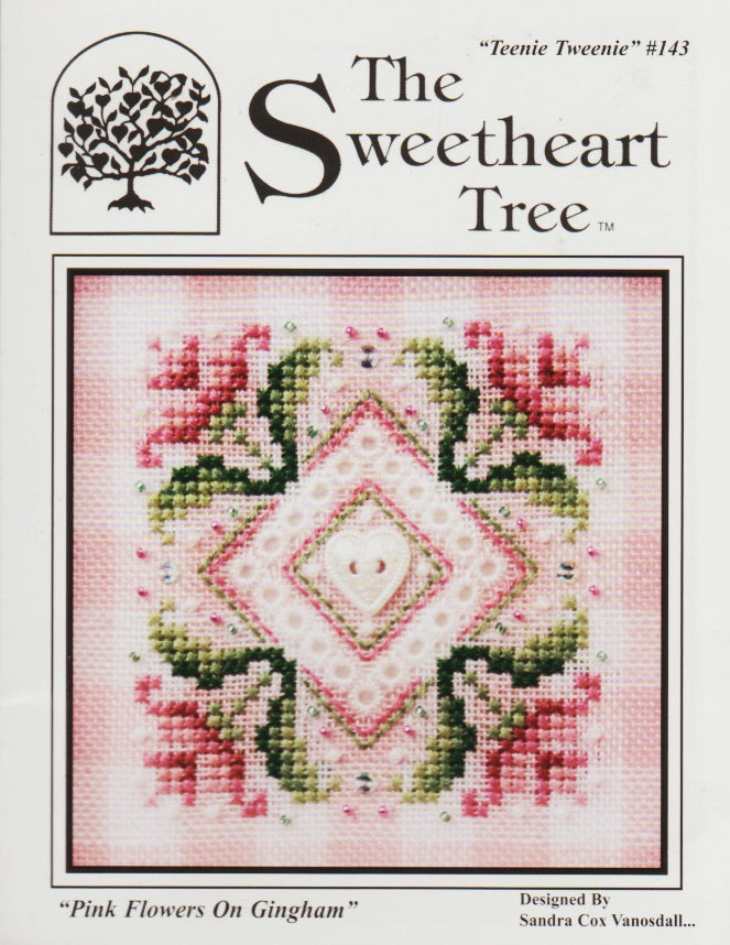 Sweetheart Tree Pink Flowers on Gingham 143 cross stitch pattern