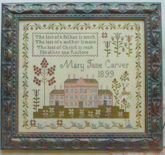 Plum Street Samplers Pink House Sampler cross stitch pattern