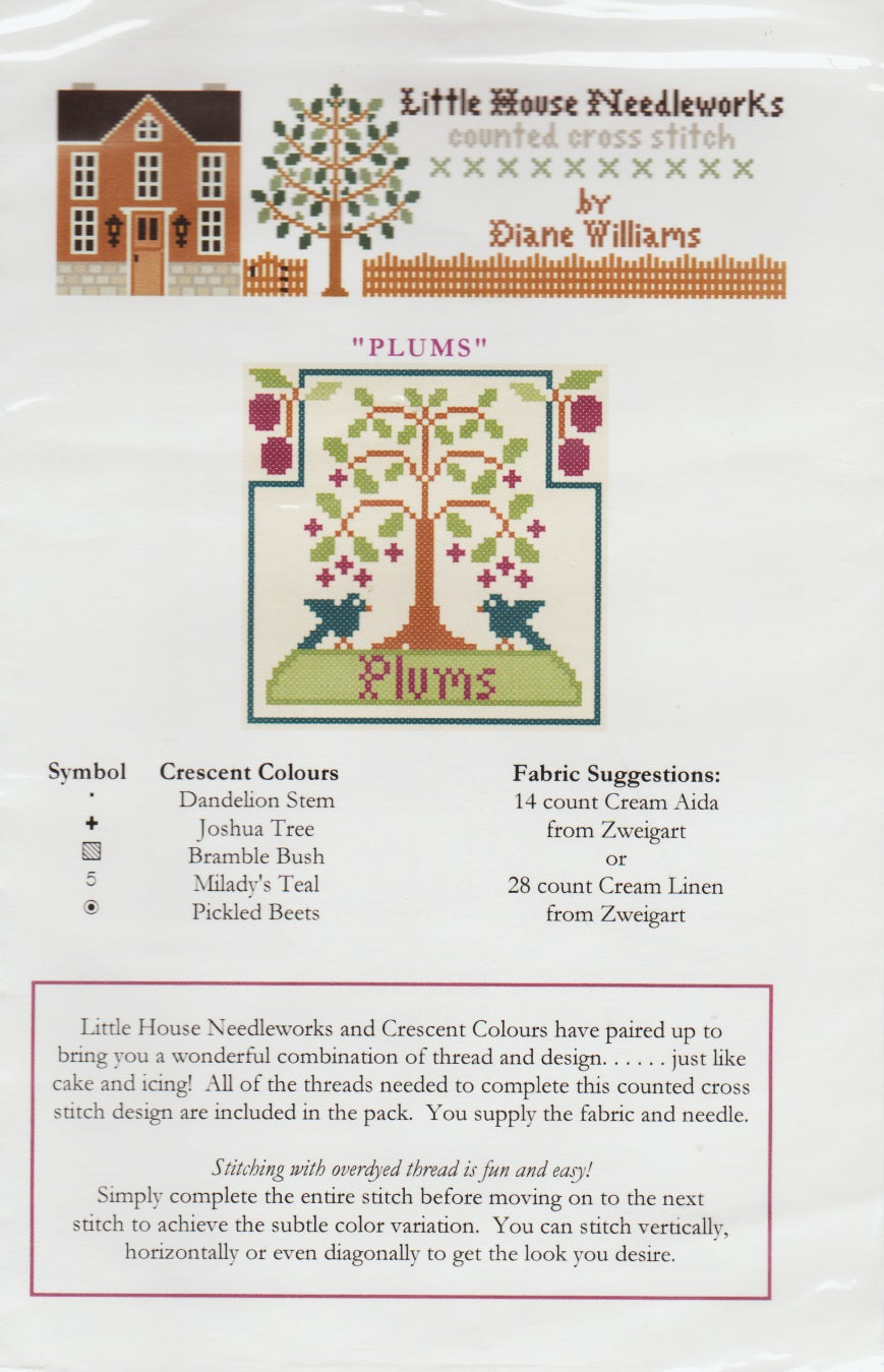 Little House Needleworks Plums cross stitch pattern