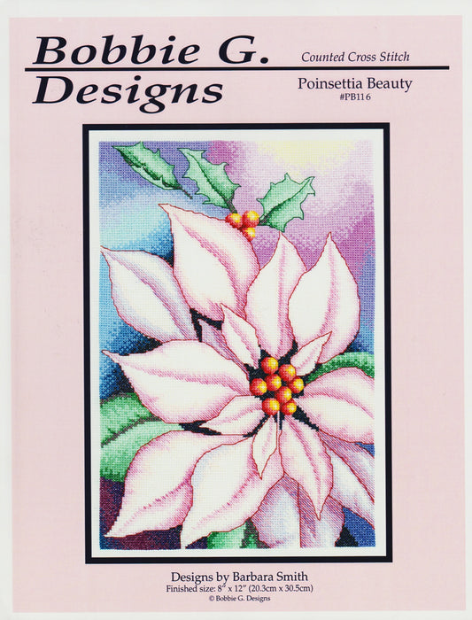 Bobbie G. Poinsettia Beauty PB116 christmas flower cross stitch pattern