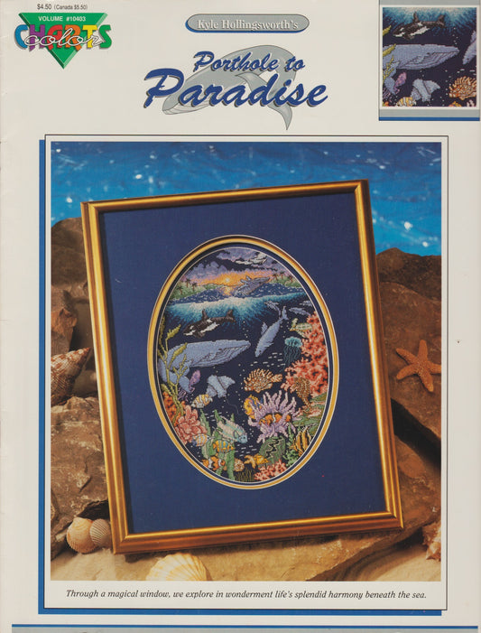 Color Charts Porthole to Paradise 10403 whale cross stitch pattern