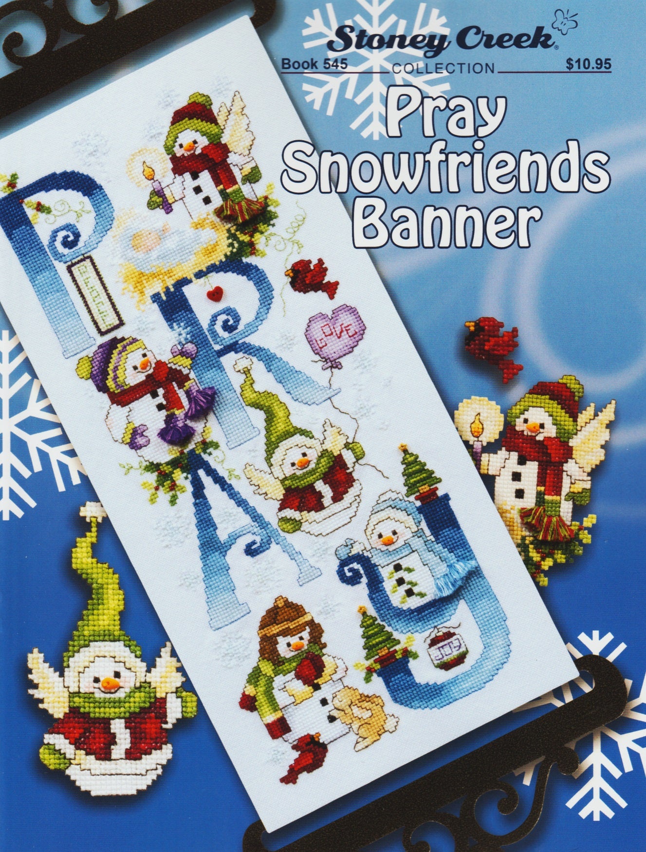 Stoney Creek Pray Snowfriends Banner BK545 christmas cross stitch pattern