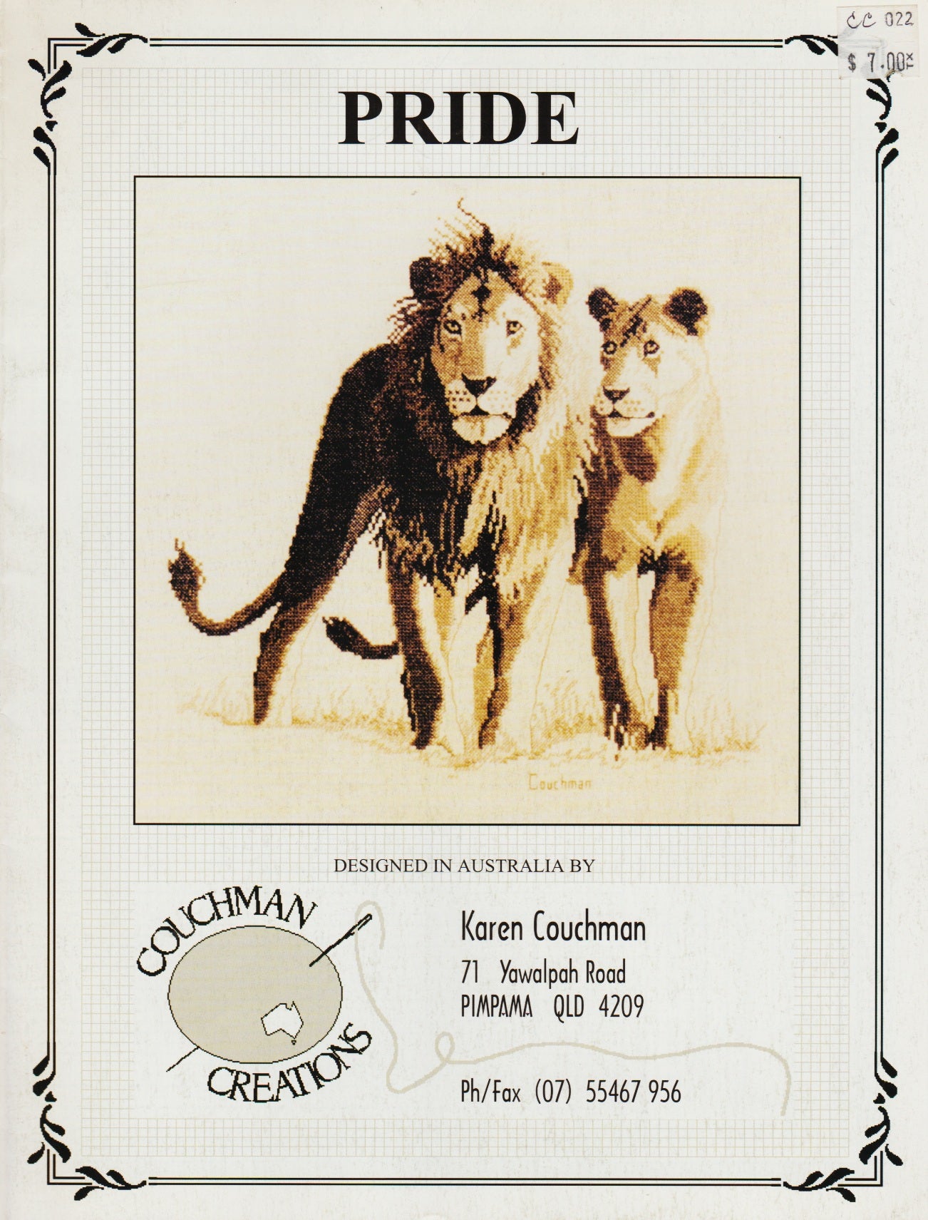 Couchman Creations Pride lion cross stitch pattern