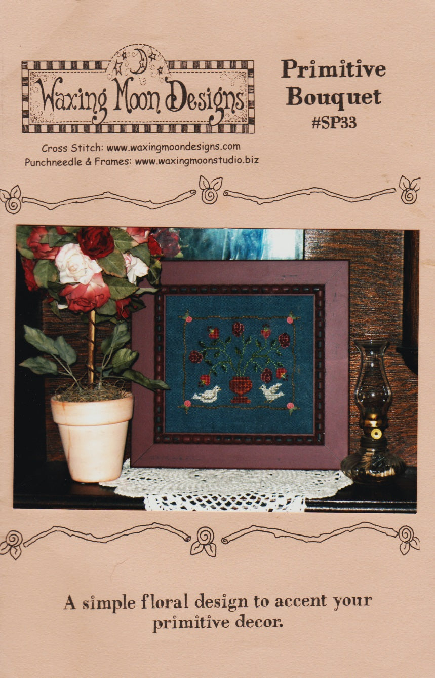 Waxing Moon Primitive Bouquet SP33 flowers cross stitch pattern