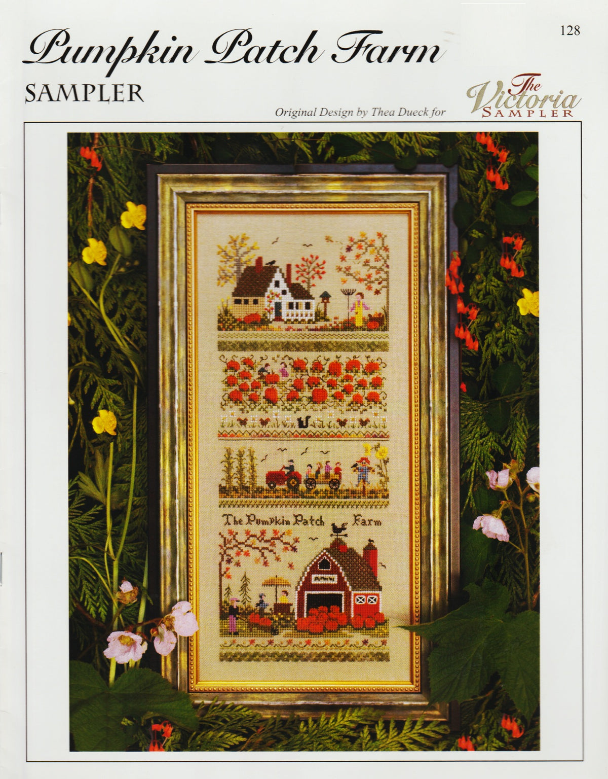 cVictoria Sampler Pumpkin Patch Farm Sampler 128 Thanksgiving cross stitch pattern