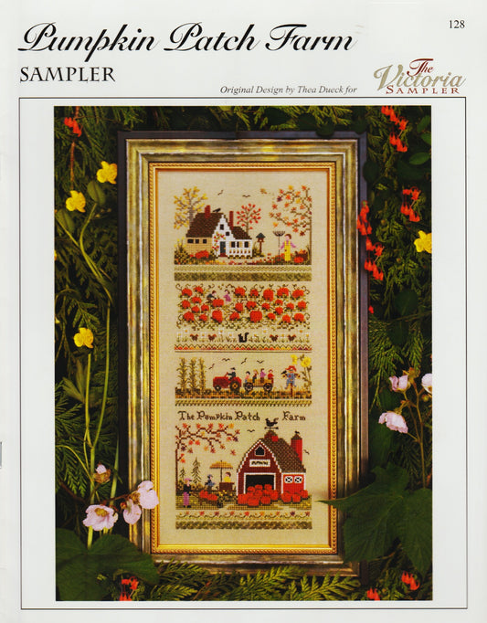 cVictoria Sampler Pumpkin Patch Farm Sampler 128 Thanksgiving cross stitch pattern