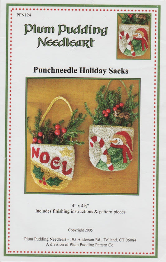 Plum Pudding Needleart Punchneedle Holiday Sacks punchneedle pattern