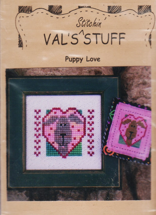 Val's Stuff Puppy Love cross stitch pattern