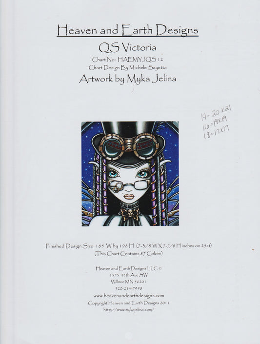 Heaven and Earth Design QS Victoria HAEMYJQS12 cross stitch pattern