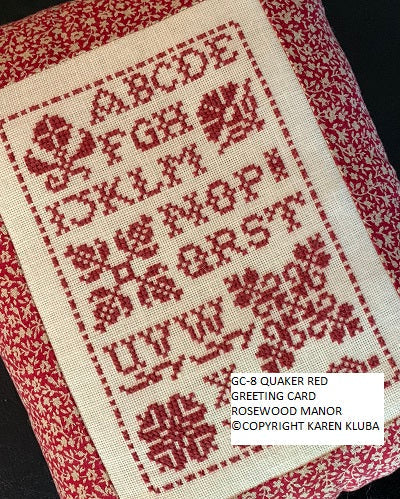 Rosewood Manor QUAKER RED-GREETING CARD cross stitch pattern