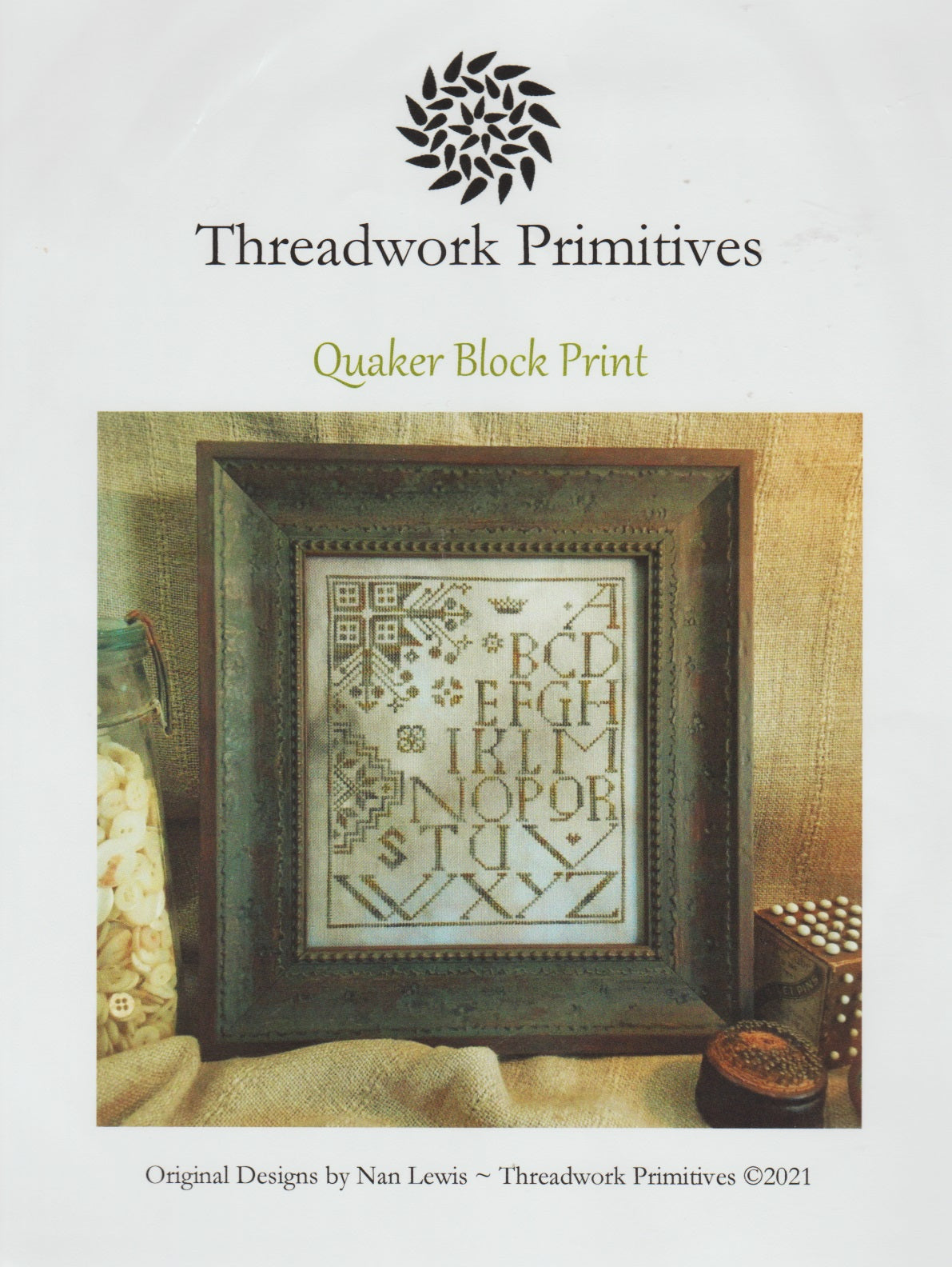 Threadwork Primitives Quaker Block Print cross stitch pattern