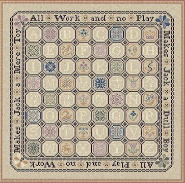 Papillon Creations Quaker Game Board cross stitch pattern