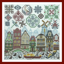 Tempting Tangles Quakers in Holland cross stitch pattern