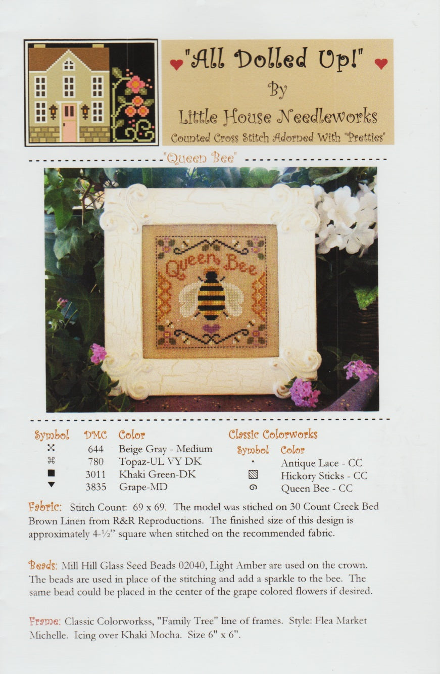 Little House Needleworks Queen Bee cross stitch pattern