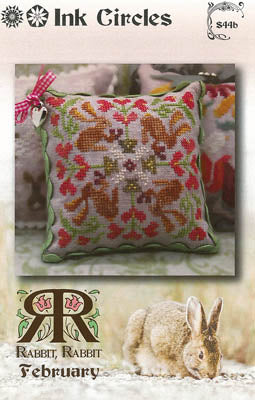 Ink Circles Rabbit, Rabbit: February cross stitch pillow pattern