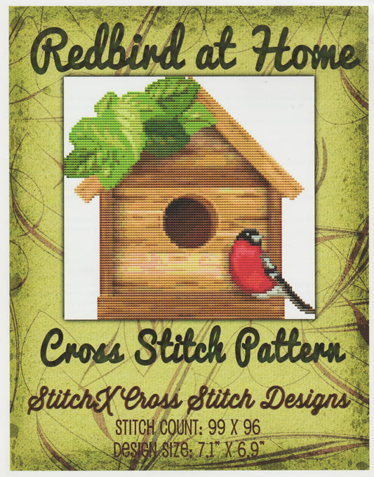 StitchX Red Bird at Home cross stitch pattern