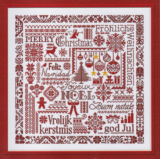 Jardin Prive Red Christmas redwork cross stitch pattern
