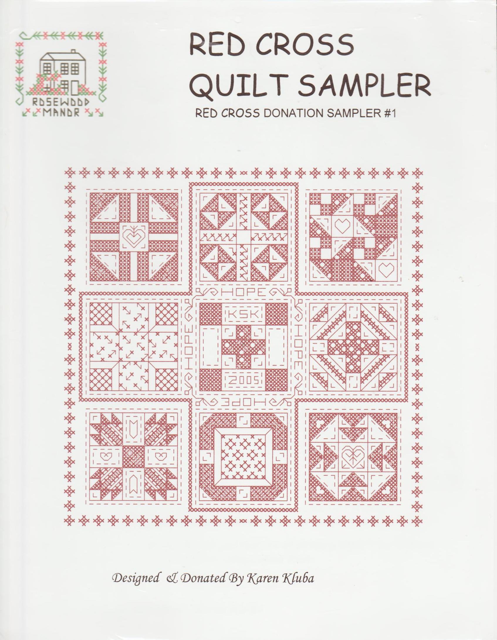 Rosewood Manor Red Cross Quilt Sampler cross stitch pattern