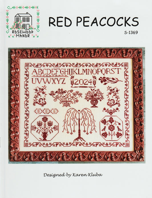 Rosewood Manor Red Peacocks S-1369 cross stitch pattern