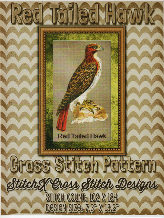 Stitch X Red Tailed Hawk cross stitch pattern