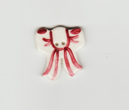 Pink White Bow ceramic button