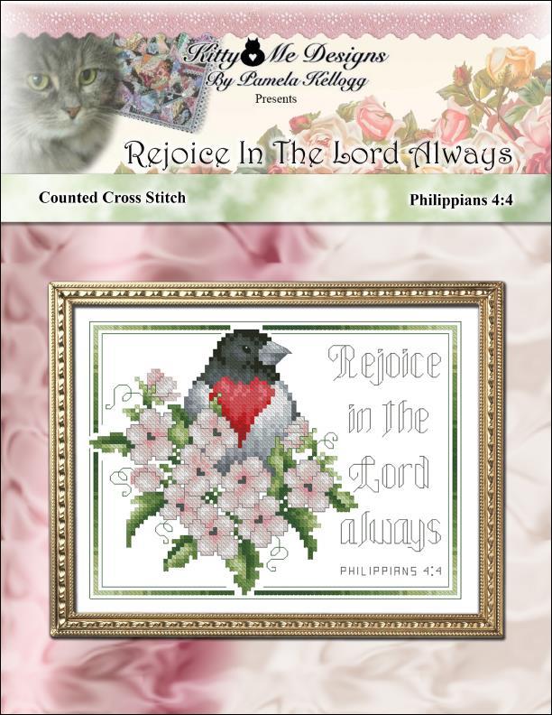Kitty & Me Rejoice In The Lord Always cross stitch pattern