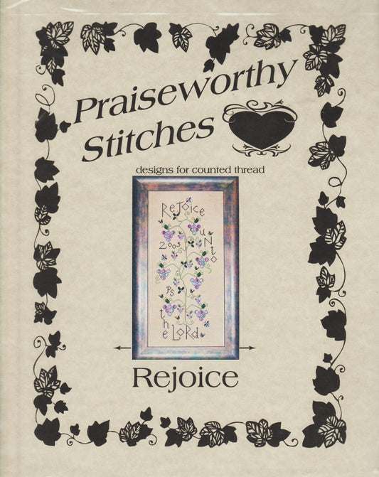 Praiseworthy Stitches Rejoice religious cross stitch pattern