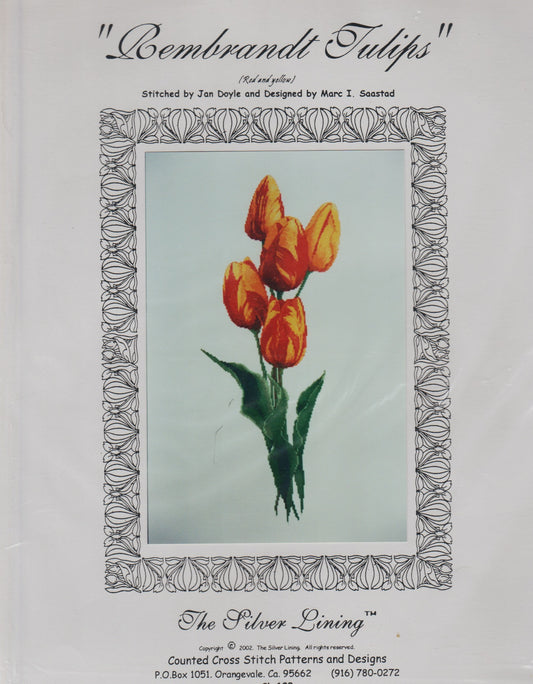 Silver Lining Rembrandt Tulips cross stitch pattern