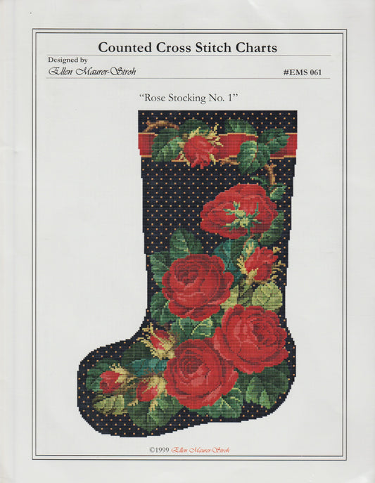 Ellen Maurer-Stroh Rose Stocking No. 1 christmas cross stitch pattern