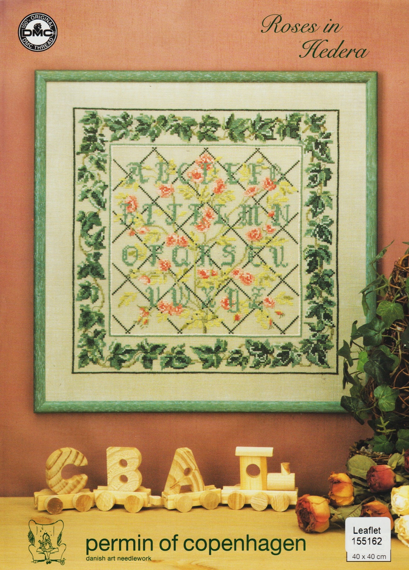 Permin of Copenhagen Roses in Hedera 155162 flowers cross stitch pattern