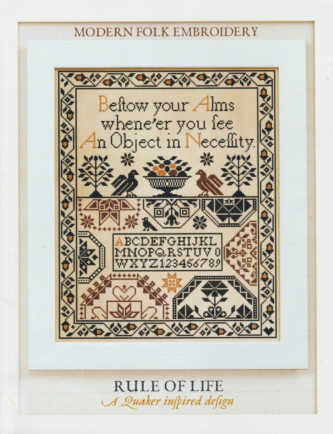 Modern Folk Embroidery Rule Of Life cross stitch pattern