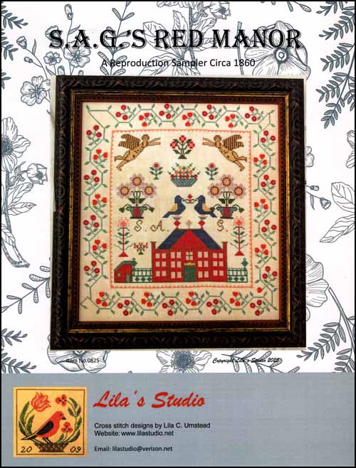 Lila's Studio S.A.G. Red Manor cross stitch sampler pattern