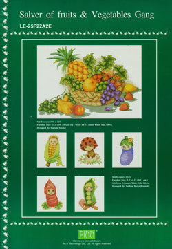 Pinn Stitch Salver of Fruits & Vegetables Gang cross stitch pattern
