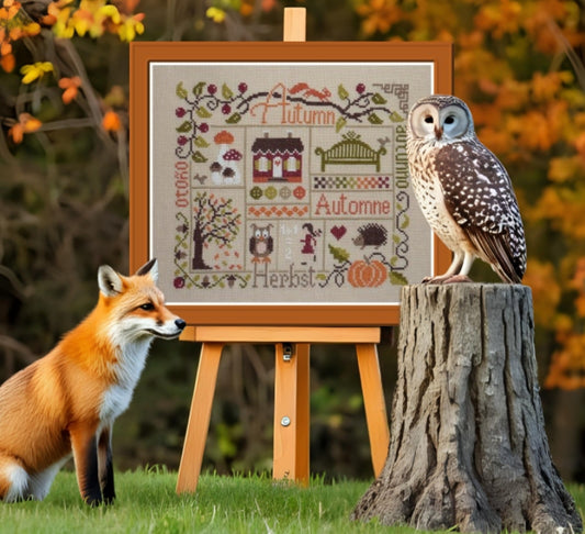 Jardin Prive Sampler Automne FT42-EN cross stitch pattern