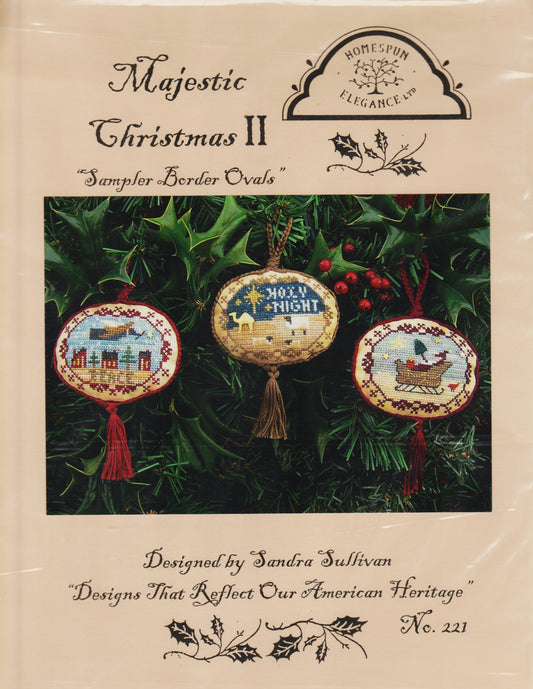Homespun Elegance Sampler Border Ovals Majestic Christmas II 221 cross stitch pattern