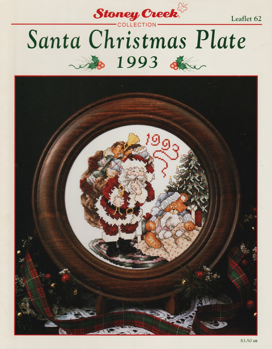 Stoney Creek Santa Christmas Plate 1993 LFT62 cross stitch pattern