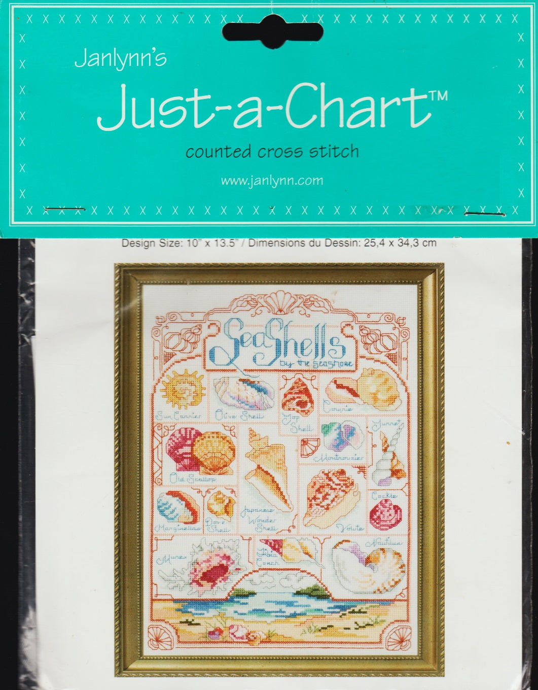 JanLynn Just-A-Chart Seashell Sampler beach 023- 0412 cross stitch pattern