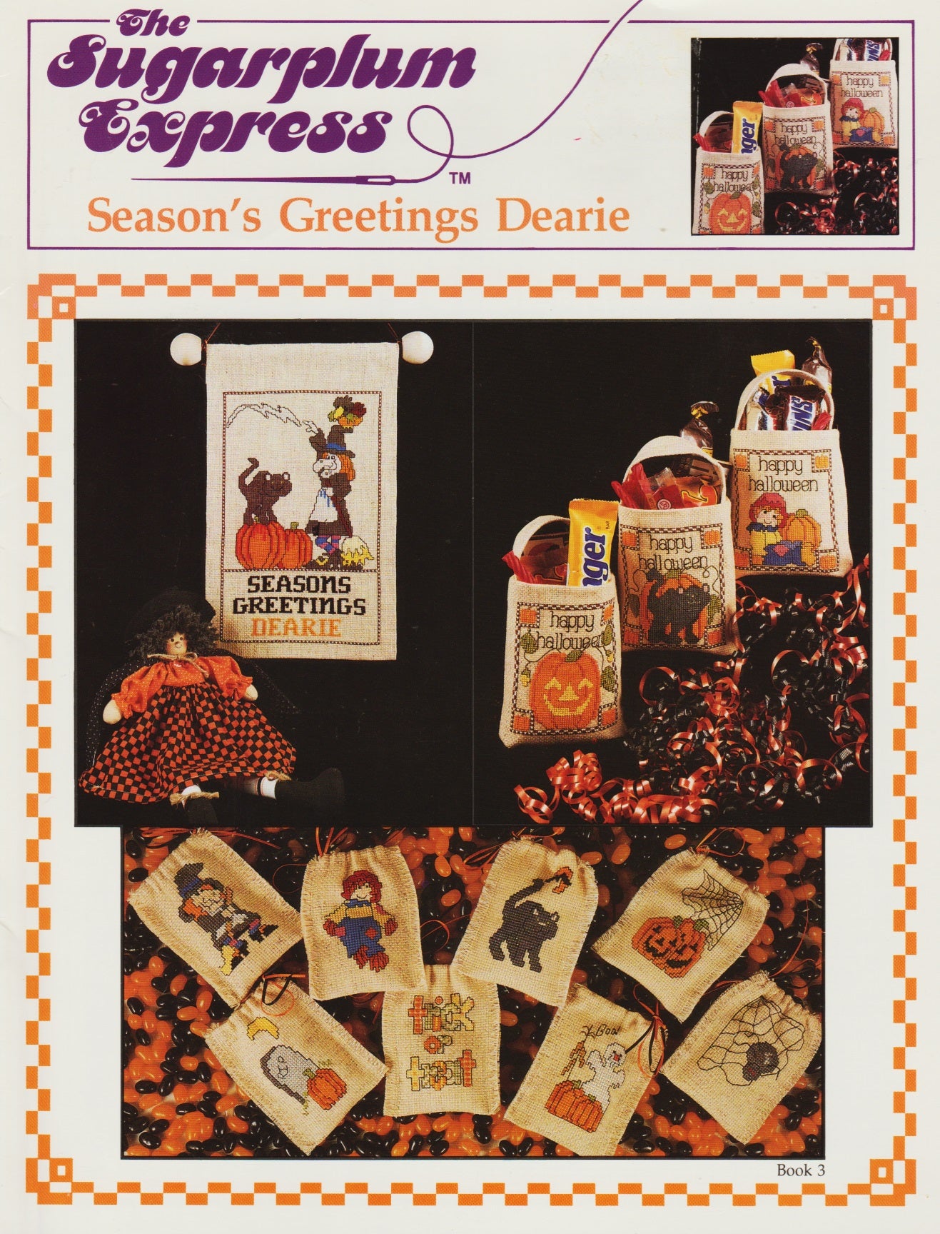 Sugarplum Express Season's Greetings Dearie halloween cross stitch pattern